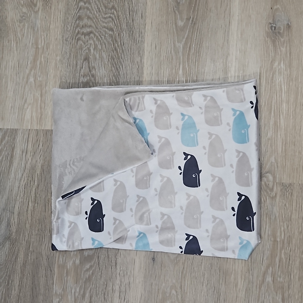 Baby boy whale minky baby blanket